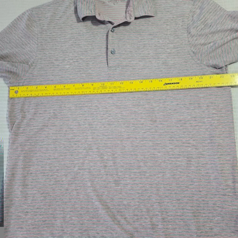 Men's Vineyard Vines Jim Nantz Polo Shirt Size L Gray & Pink Striped
